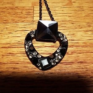 Black & Clear heart necklace
