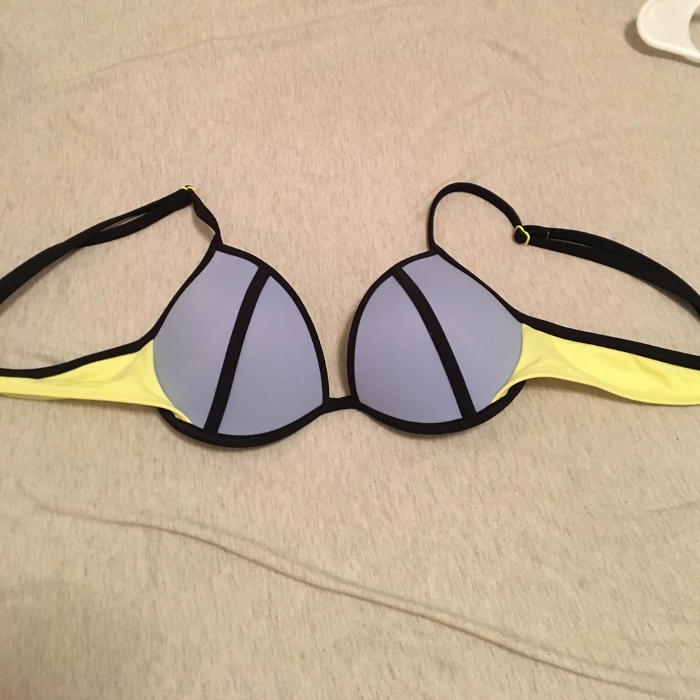 PINK- push up neon yellow & blue bikini top