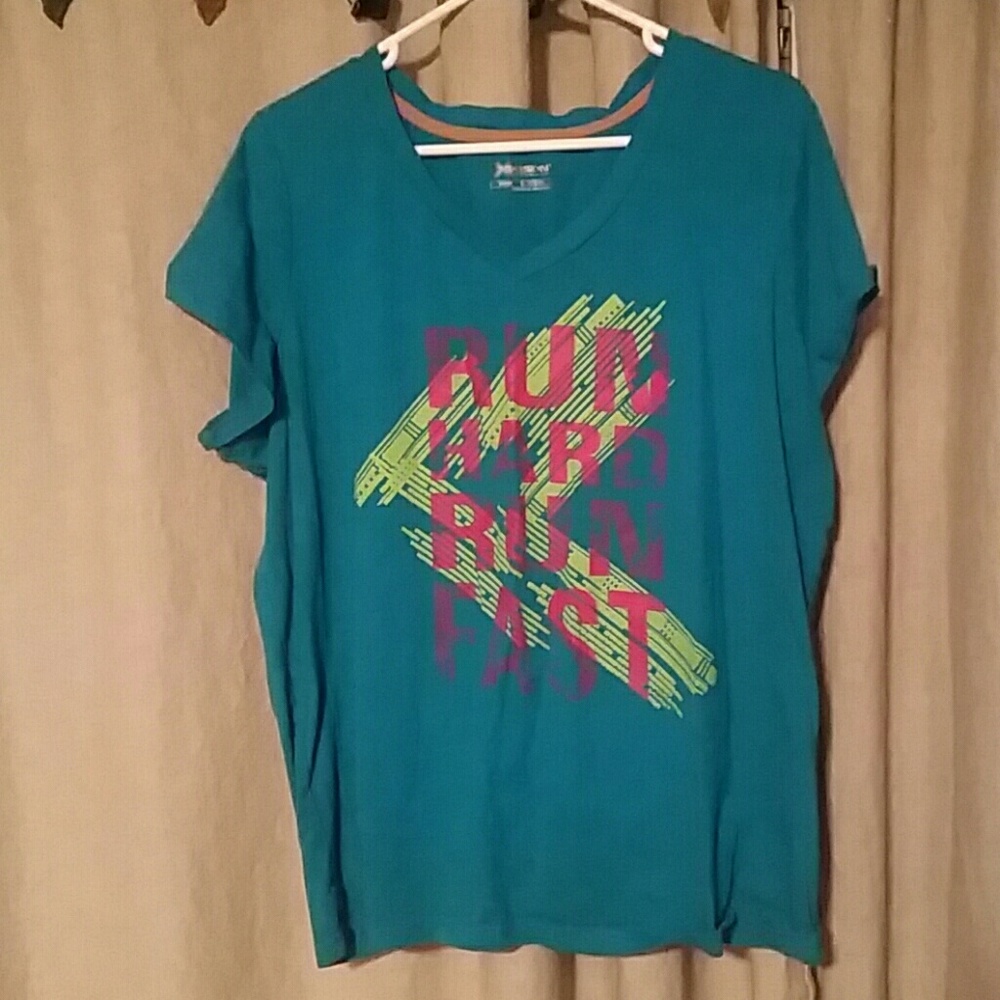 Teal tshirt "Run Hard Run Fast" Size 1X.