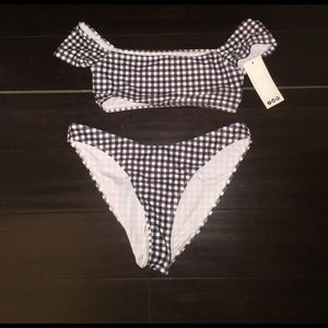 ASOS off the shoulder 2 piece swim suit