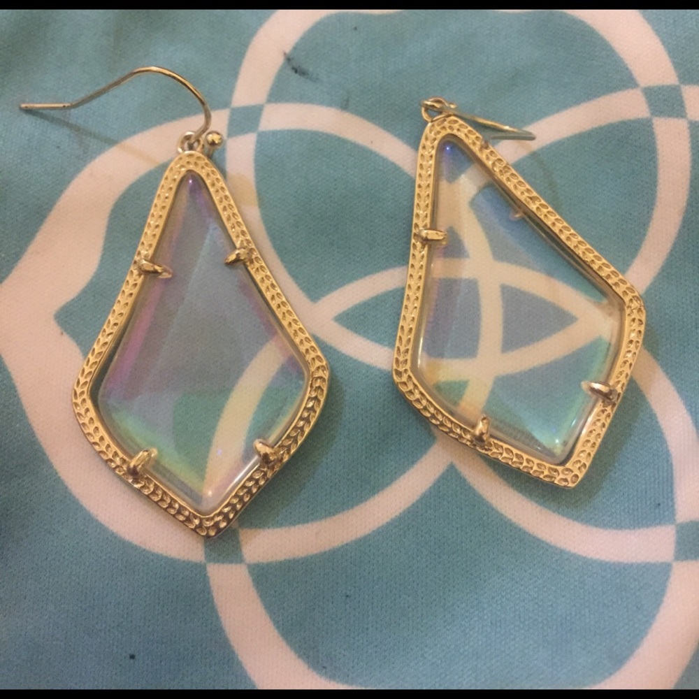 Kendra Scott Alex earrings in clear iridescent