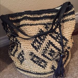 Lucky Brand Straw Tote Shoulder Bag Handbag