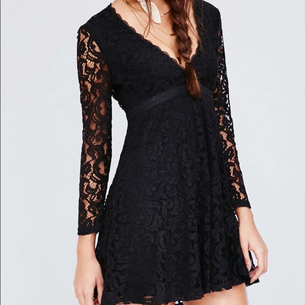 black long sleeve lace urban outfitters dress