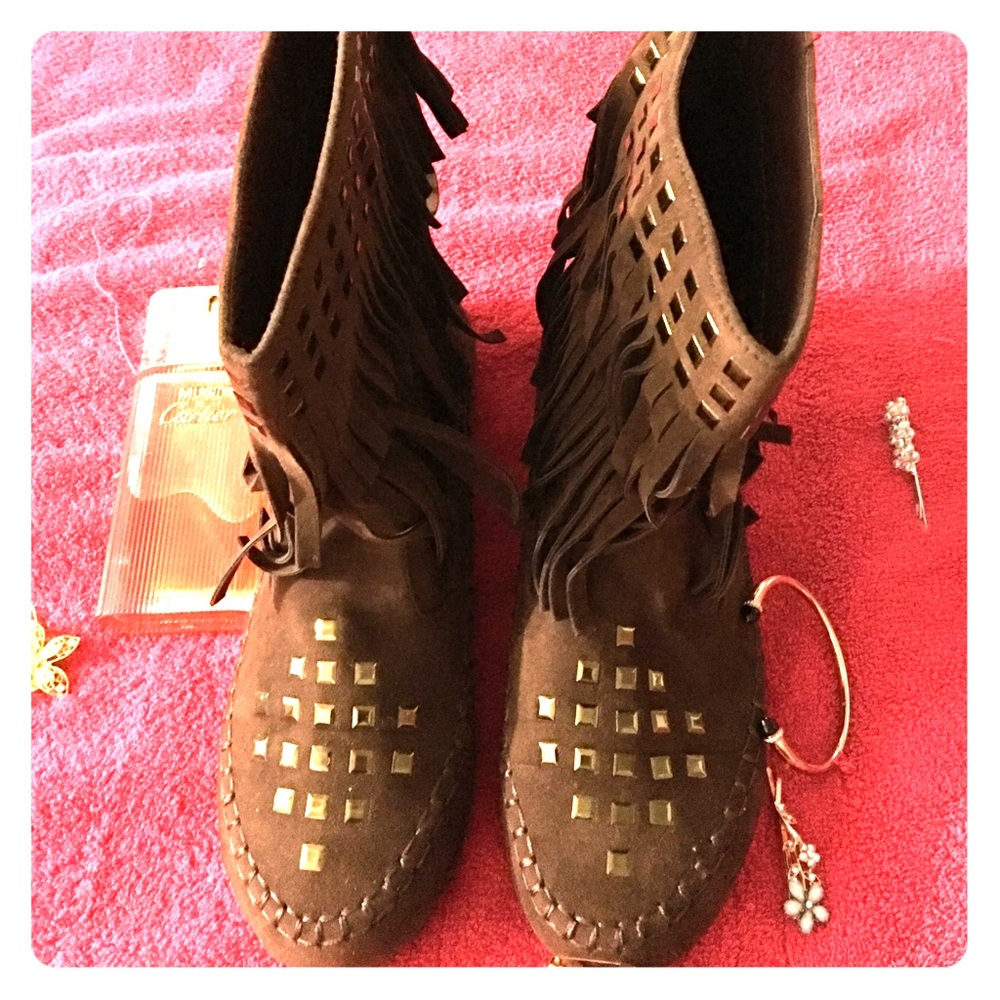 Brown suede boots