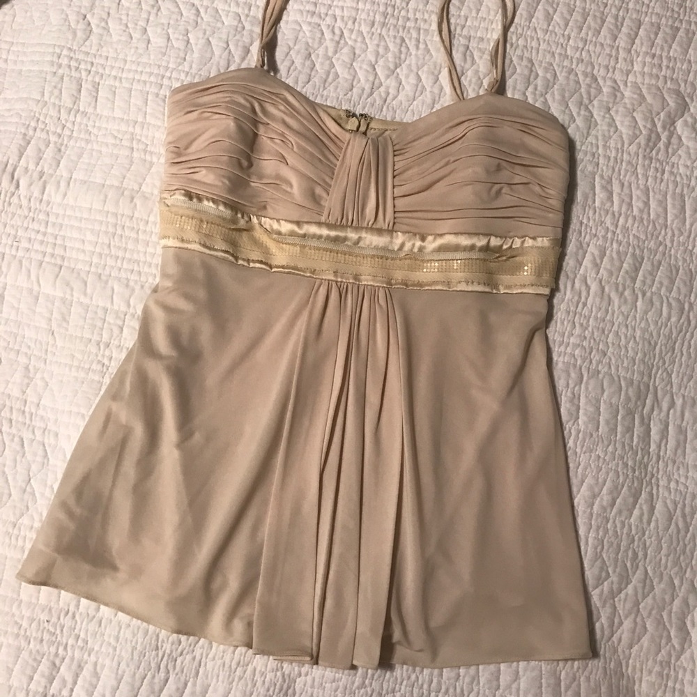 BCBG Pleated Silky Cream Tank