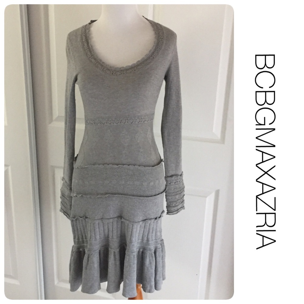 SOLD. BCBGMAXAZRIA gray knit dress size xs - Picture 1 of 6