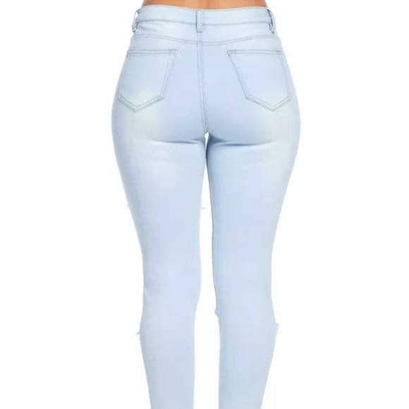 Plus High Waist Skinny Jeans Destroyed Ripped New - Picture 3 of 4