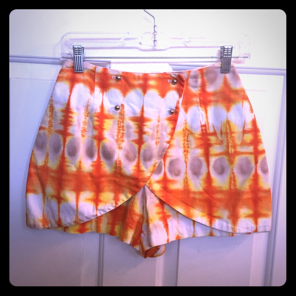 Tie Dye Orange Butterfly Shorts