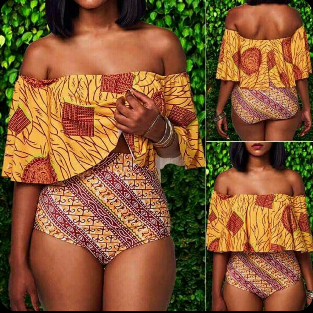 African Print 2-Piece High-waist Swimsuit