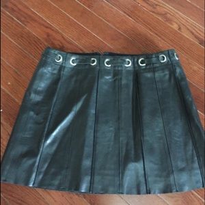 BCBG black leather skirt