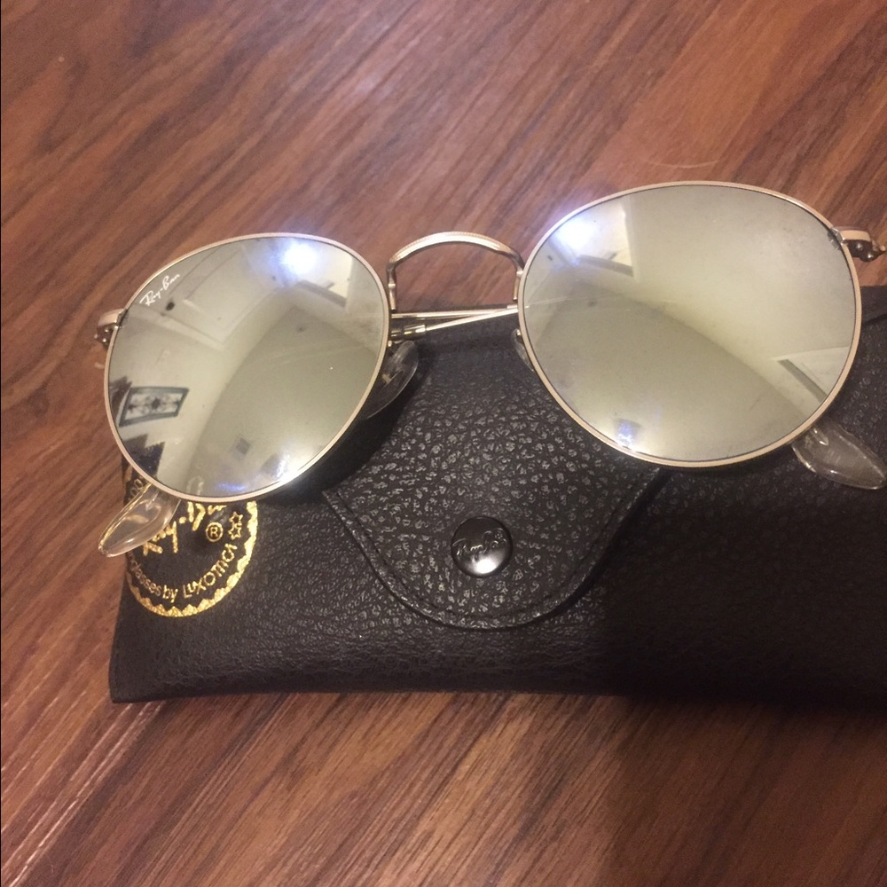 Ray-Ban Round sunglasses in silver flash metallic