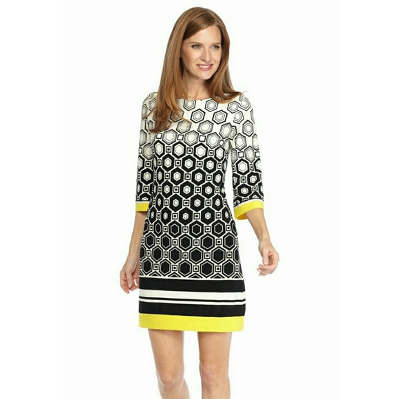 New! Studio 1 Geo Print Shift Dress Gorgeous! - Picture 2 of 3