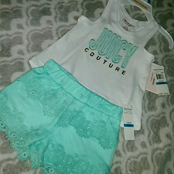 🆕🚼Juicy High-Low Sig Tank w/Lace Overlay Shorts - Picture 1 of 3