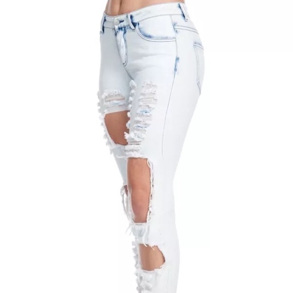 Plus Jeans Skinny Stretch Low Acid Ripped New - Picture 2 of 3