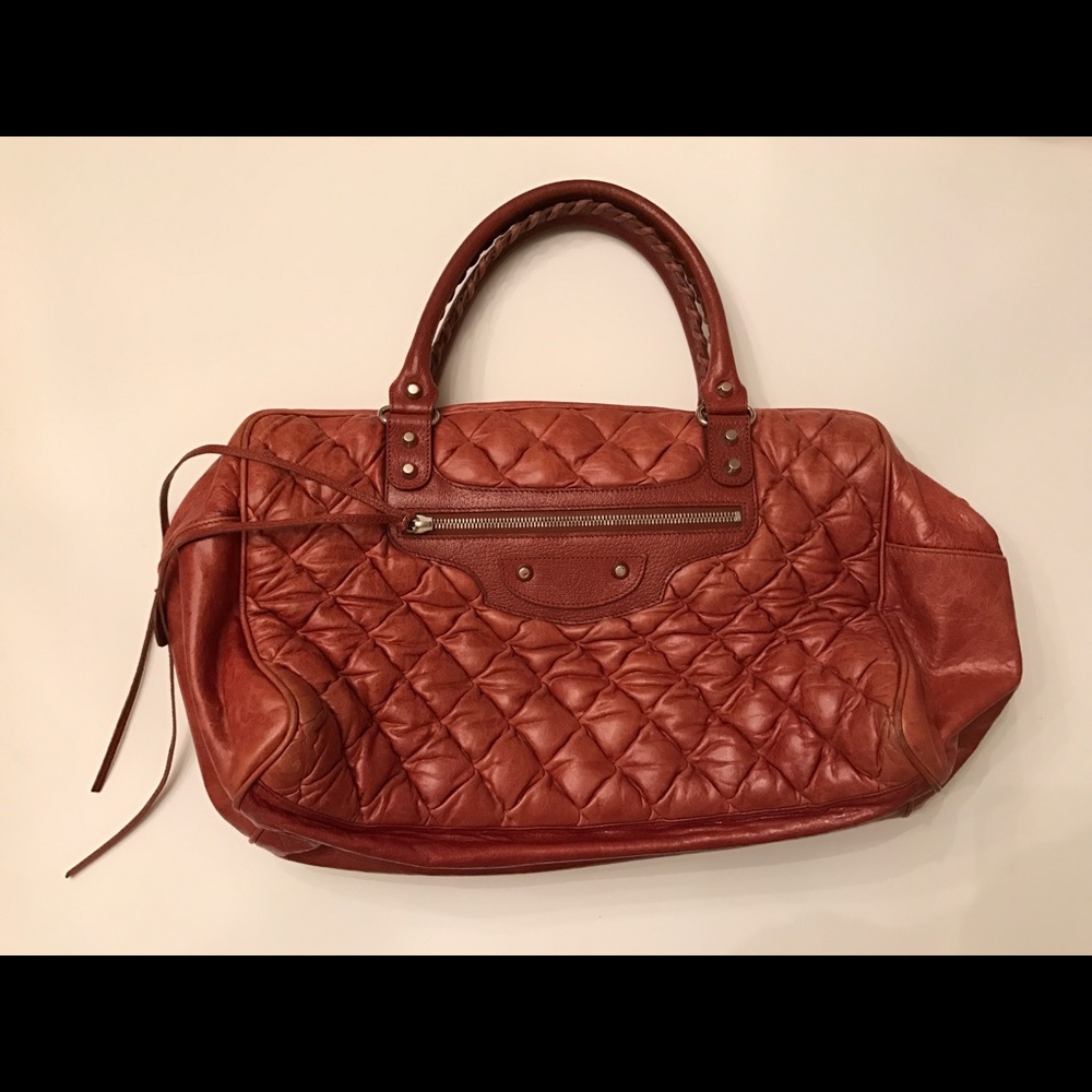 Balenciaga quilted brown leather bag