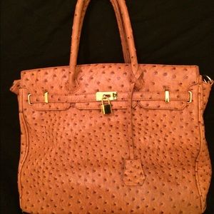 Faux Ostrich Skin Tawny Tote Bag