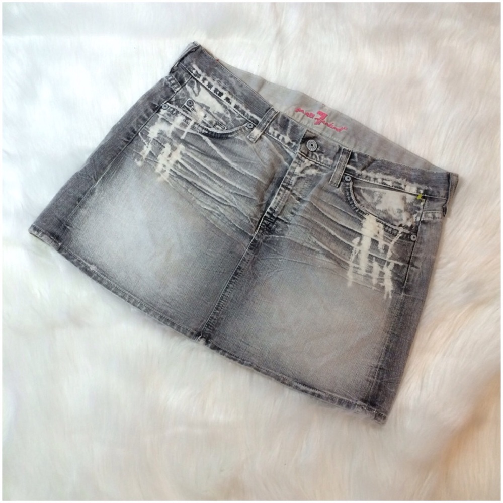 7 For All Mankind Gray Denim Mini Skirt