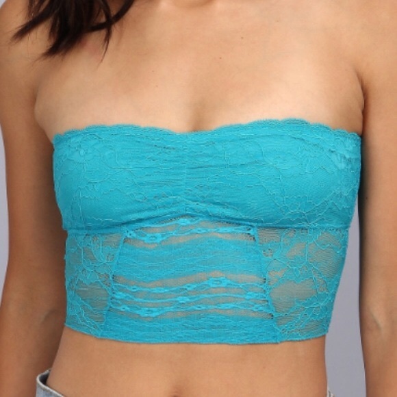 NWOT Free People Vivid Aqua Galloon Lace Bandeau - Picture 1 of 3