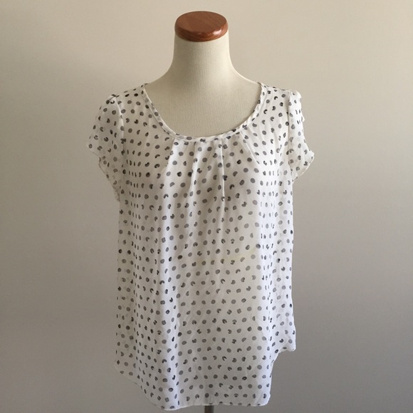 Polka dot sheer flutter sleeve top - Picture 5 of 8