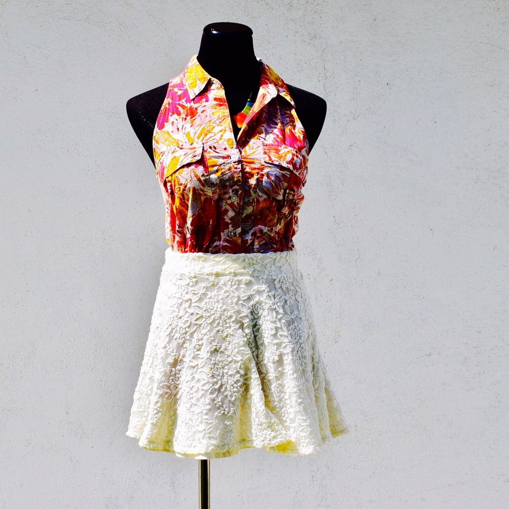Hollister white lace skirt