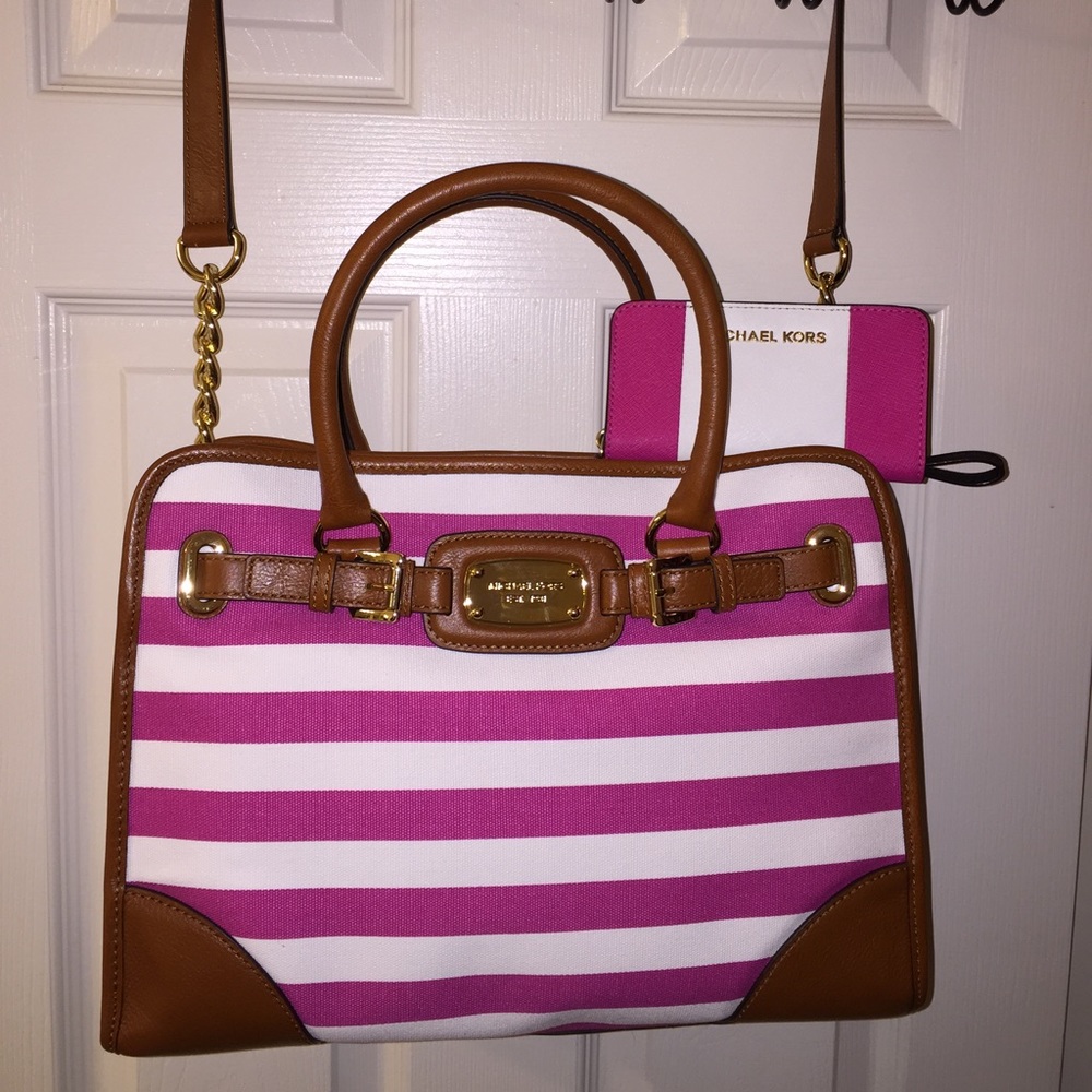 Michael Kors Hamilton Pink Purse & Wallet Set