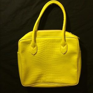 Lime Green Leather Tote Bag