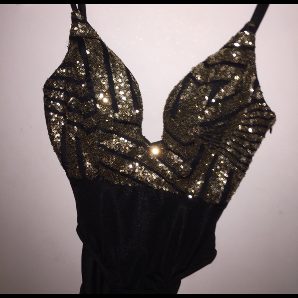 Gold glitter bodysuit