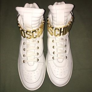 Moschino Chain Logo White High Top
