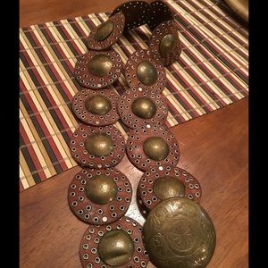 Brass and leather belt