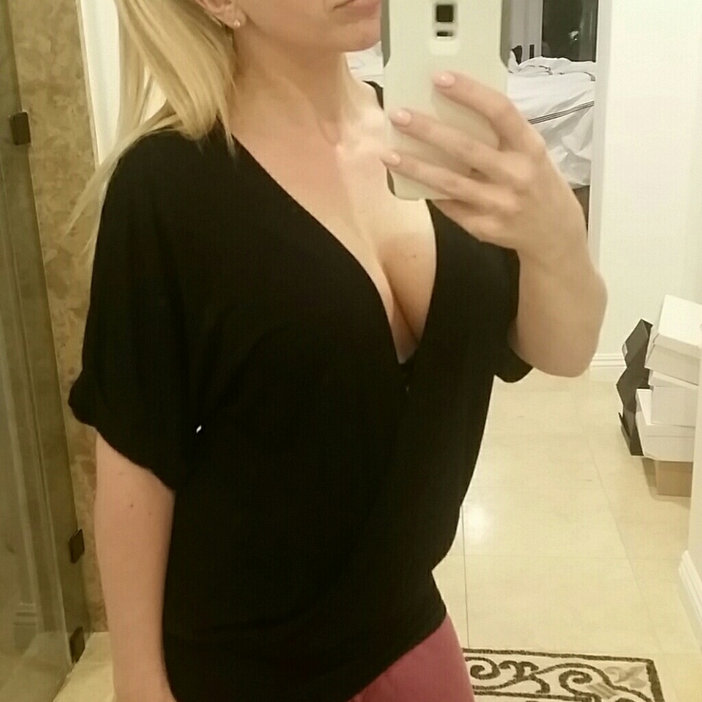 Vince. Plunge Neck black top. New w/out Tag