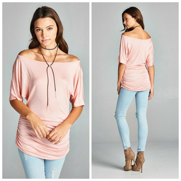 SALE Off Shoulder Blush Top - Picture 2 of 2