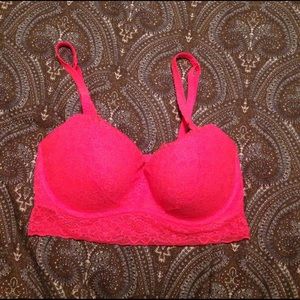 A pink (Victoria's secret) orange lace bralette