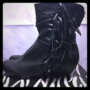 Candies Black Fringe Booties