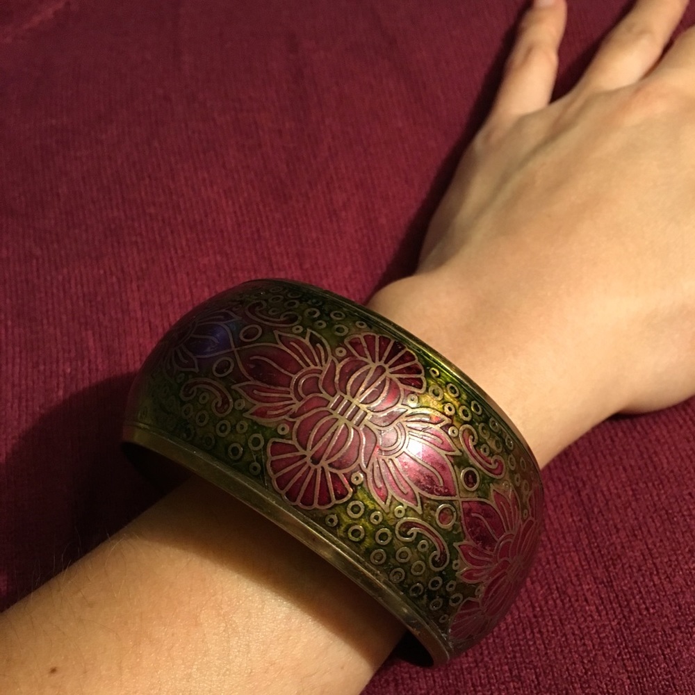 Boho moss and wine bangle