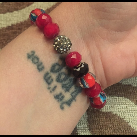 Handmade! All glass beaded stretch w pave bar - Picture 4 of 4