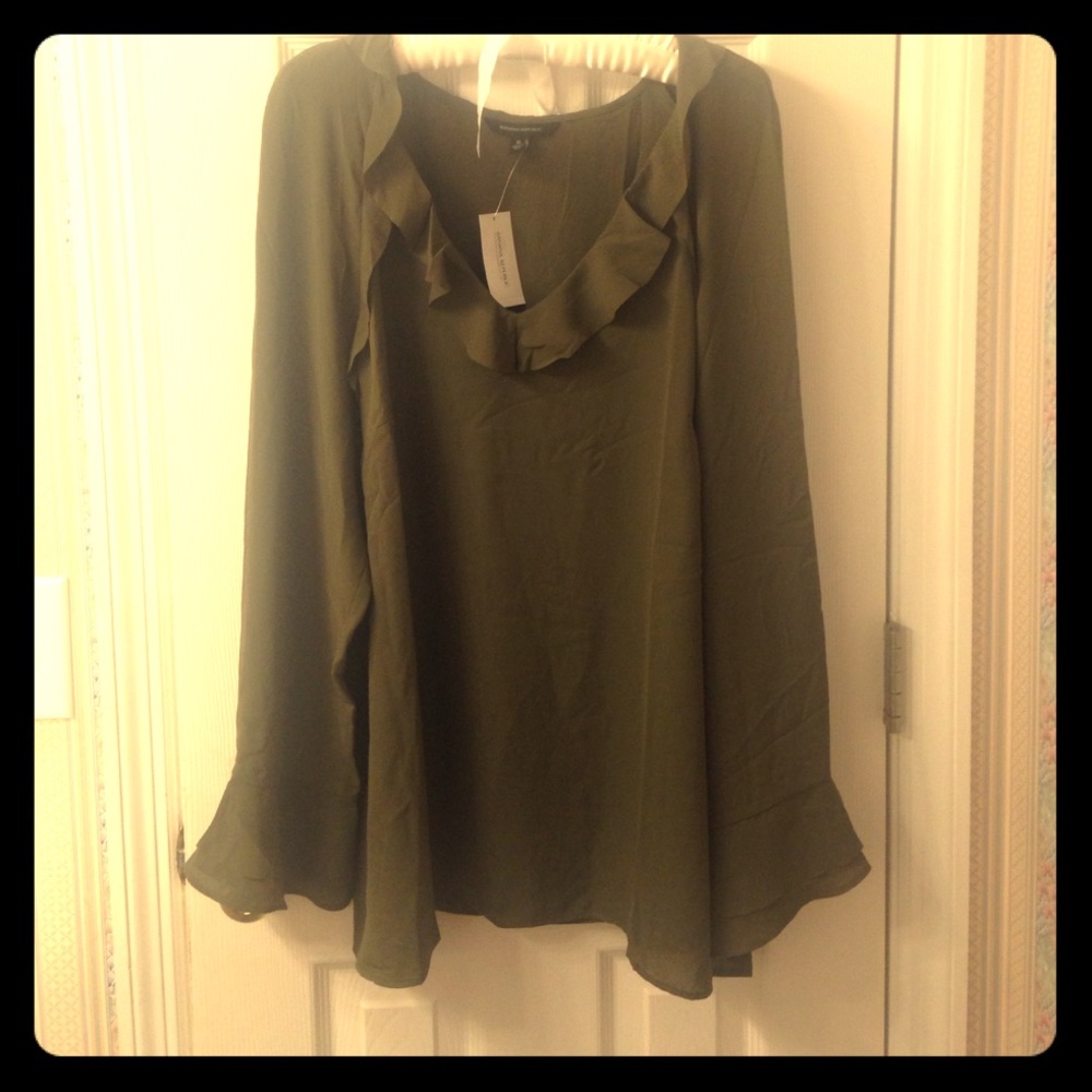 Banana Republic Olive Green Ruffle Top