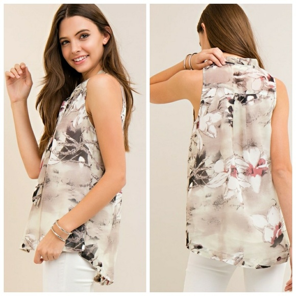Taupe Floral Print - Picture 2 of 2