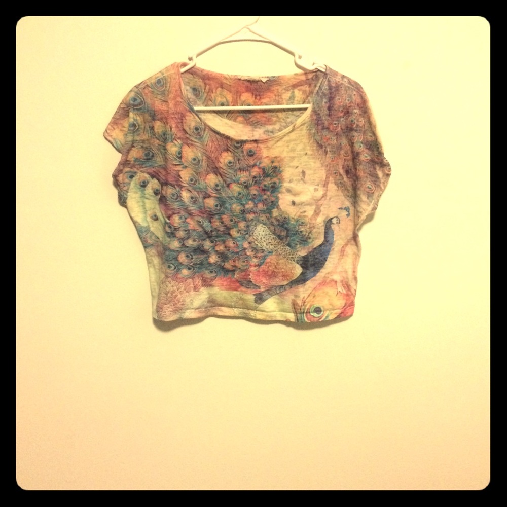 🌈🍓🍬Peacock Design Crop Top "S"