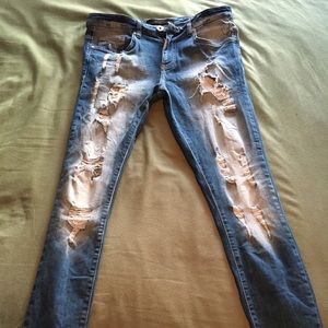Represent Shredded Blue Wash Denim