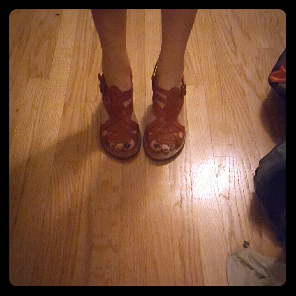 Orange leather steve madden shoes