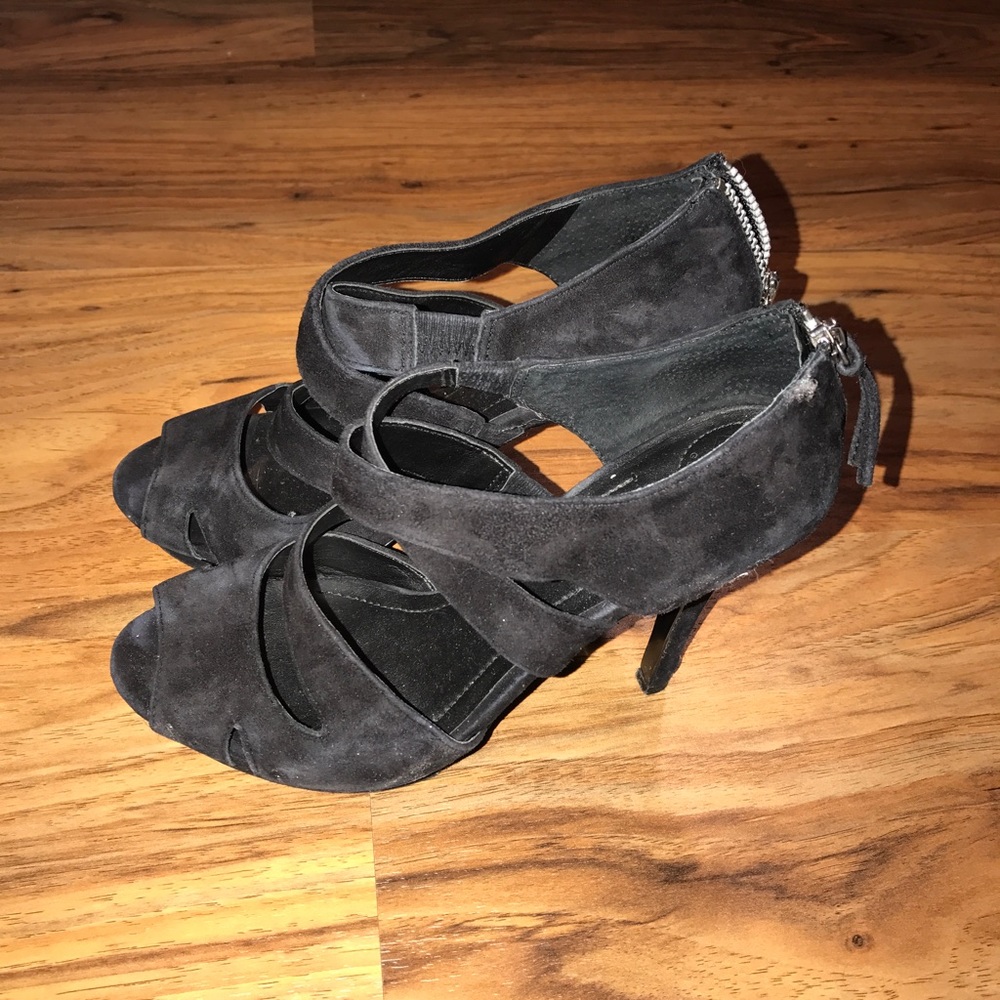 BCBG black suede heels size 8