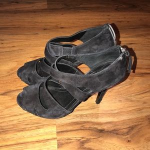 BCBG black suede heels size 8