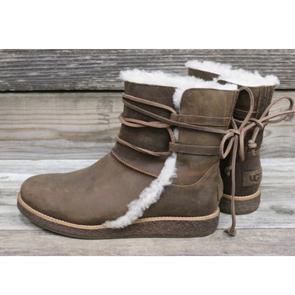 UGG Luisa Chocolate Lace Up Sheepskin Boots 🐑🌚 - Picture 3 of 7