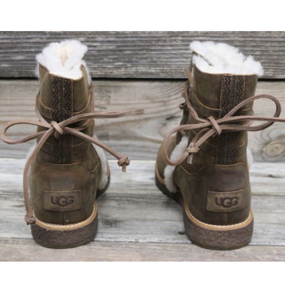 UGG Luisa Chocolate Lace Up Sheepskin Boots 🐑🌚 - Picture 4 of 7