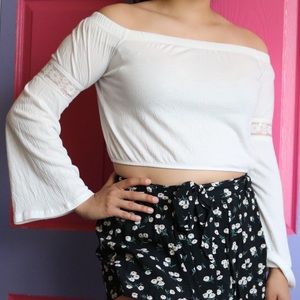 LA Hearts Off the Shoulder Crop W/ Empire Sleeves