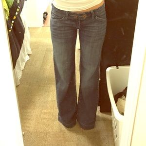 Medium/dark wash wide leg trousers