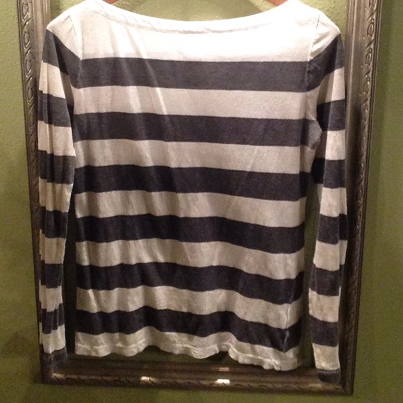 Ann Taylor Loft boat neck Longsleeved striped tee - Picture 3 of 4