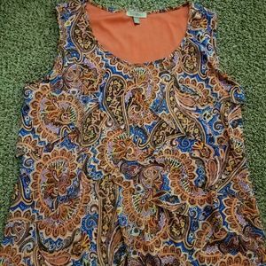 Multicolor Paisley scalloped layers tank top