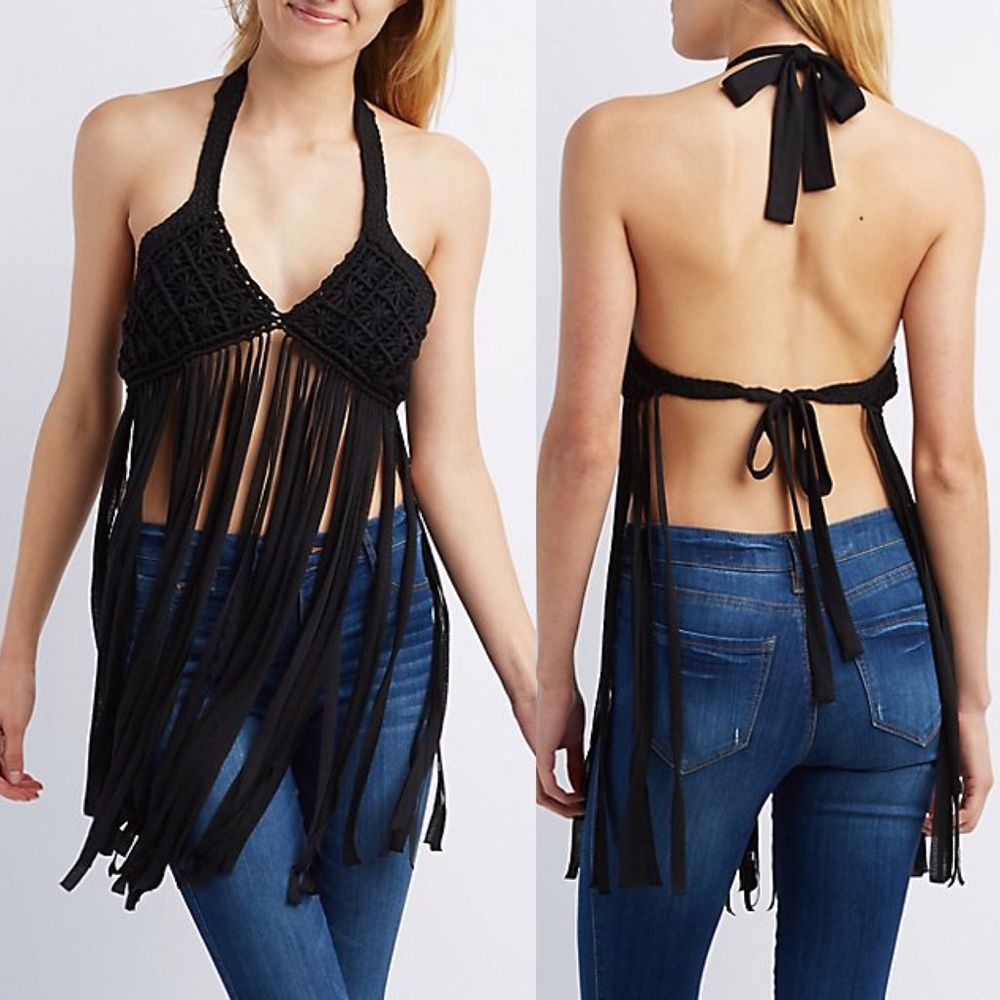 Fringe Crop Macrame Top