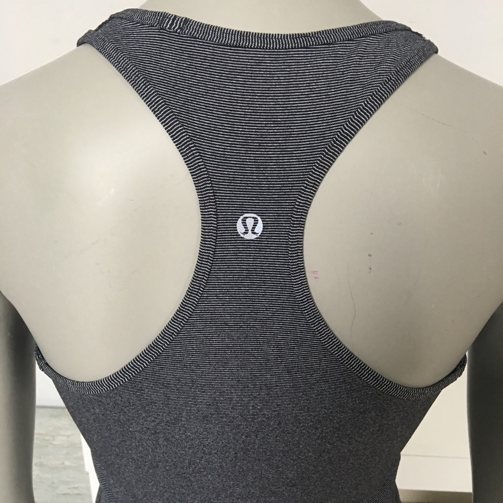 Lululemon Cool Racerback. Charcoal & white stripe.